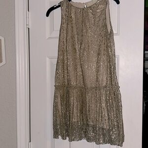 Zara kids size 8 metallic gold leopard print dress.